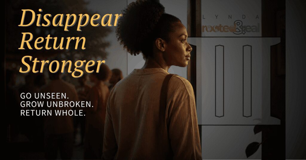 Disappear Return Stronger Part 3: Go unseen. Grow Unbroken. Return whole.